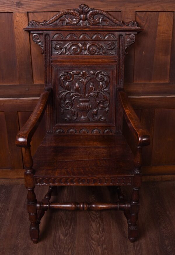 19th Century Carved Oak Arm Chair SAI1847 Antique Furniture 8