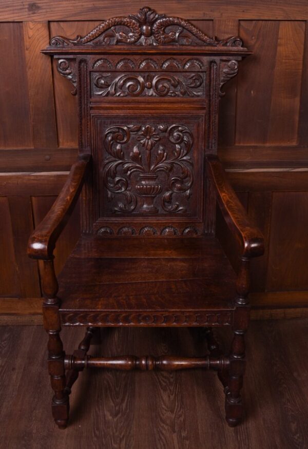 19th Century Carved Oak Arm Chair SAI1847 - Image 6