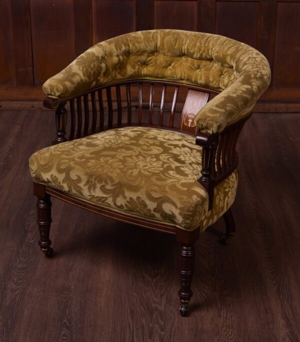 Edwardian Inlaid Rosewood Tub Chair Antique Furniture 13