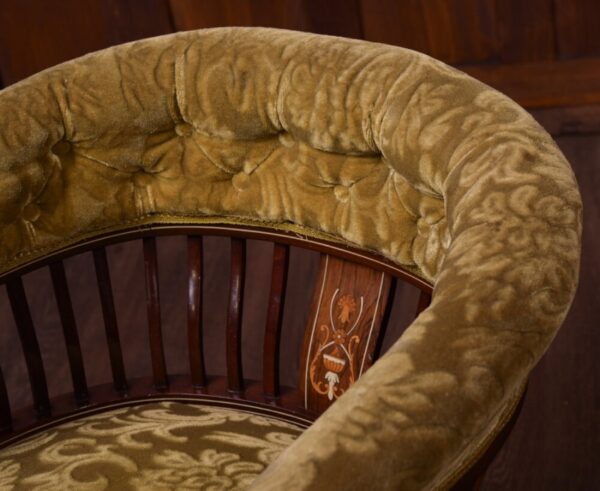 Edwardian Inlaid Rosewood Tub Chair Antique Furniture 7