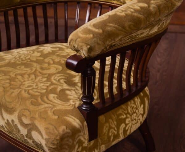 Edwardian Inlaid Rosewood Tub Chair Antique Furniture 8