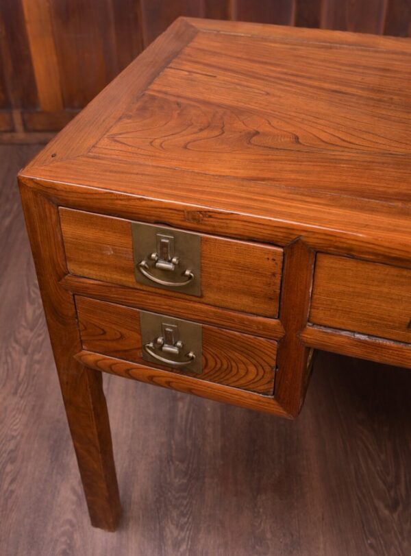 Chinese Elm Wood Knee Hole Desk SAI1870 - Image 2