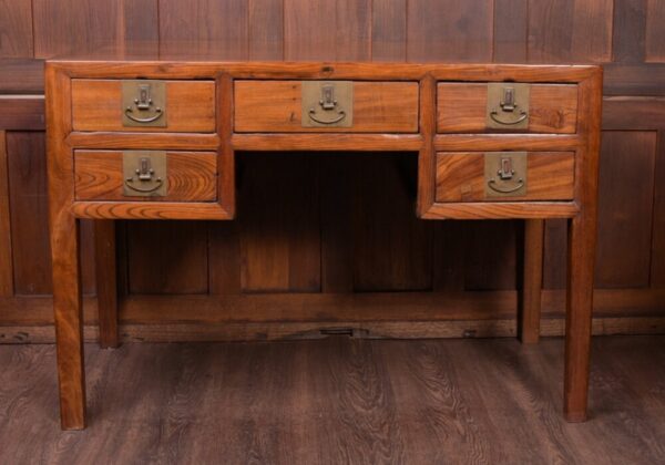 Chinese Elm Wood Knee Hole Desk SAI1870 - Image 3
