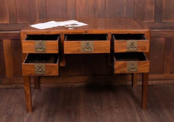 Chinese Elm Wood Knee Hole Desk SAI1870 - Image 4