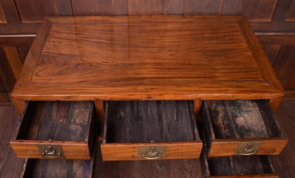 Chinese Elm Wood Knee Hole Desk SAI1870 - Image 7