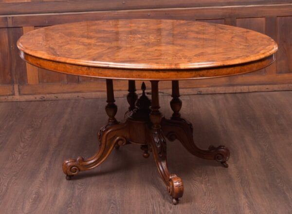 Fabulous Victorian Inlaid Burr Walnut Snap Top Loo Table SAI1905 Antique Furniture 4