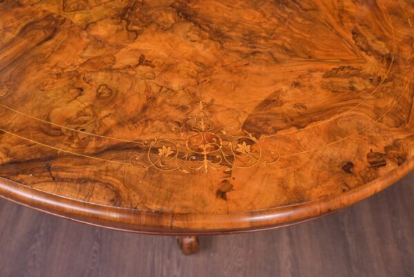 Fabulous Victorian Inlaid Burr Walnut Snap Top Loo Table SAI1905 - Image 6