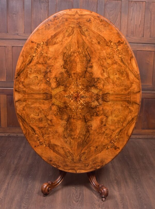 Fabulous Victorian Inlaid Burr Walnut Snap Top Loo Table SAI1905 Antique Furniture 10