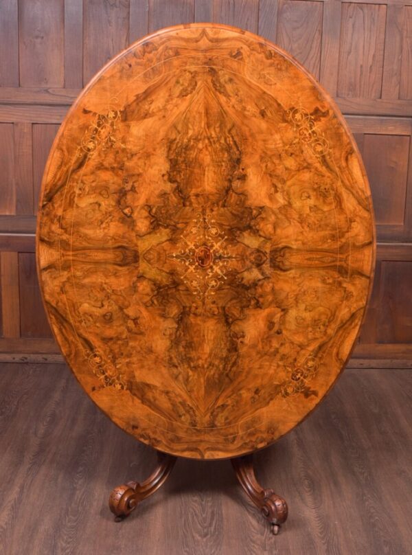 Fabulous Victorian Inlaid Burr Walnut Snap Top Loo Table SAI1905 - Image 8