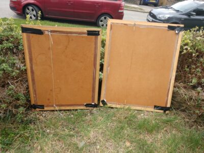 TWO Mid Century Very LARGE Frames Retro for Pop Art or Movie Poster Antique Cabinets 6