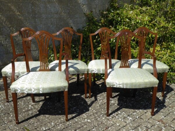 Set of 6 mahogany dining chairs including 2 carvers circa 1880. - Image 2
