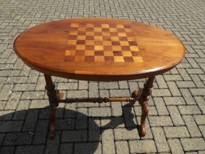 Walnut chess table - late 19th century.