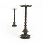 Pair of 19th century Bronze bobbin Candlesticks Candlesticks Miscellaneous