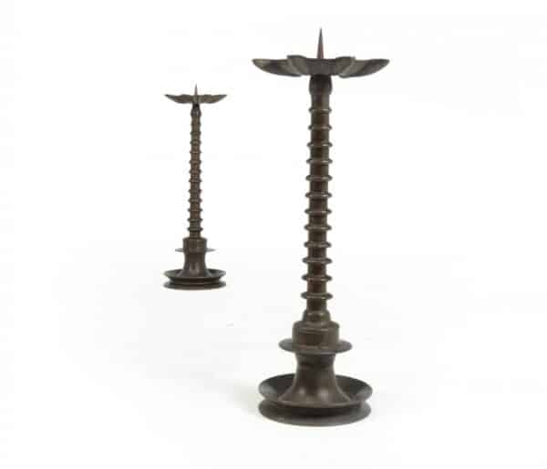 Pair of 19th century Bronze bobbin Candlesticks Candlesticks Miscellaneous 5