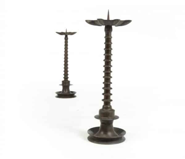 Pair of 19th century Bronze bobbin Candlesticks