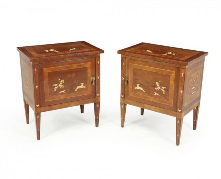 Pair of Italian Neoclassical Inlaid bedside Cabinets Antique Cabinets Pair of Italian Neoclassical Inlaid bedside Cabinets