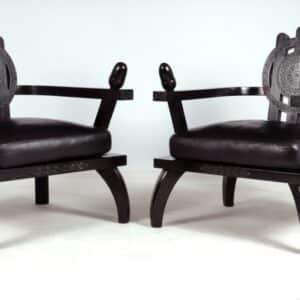 Pair of Oak Armchairs by Etiore Zacherie zacherie Antique Chairs