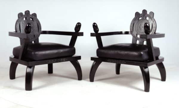 Pair of Oak Armchairs by Etiore Zacherie zacherie Antique Chairs 3