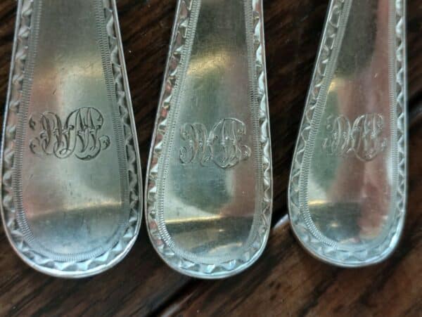 3 beautifully decorated English sterling silver large forks London 1888 - John Aldwickle & Thomas Slater - Image 4