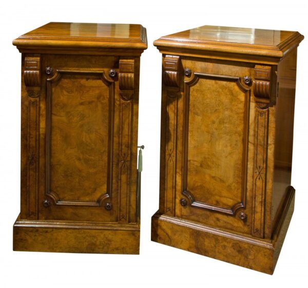 A fine pair of Victorian walnut pedestals c1870 Antique Cabinets 3