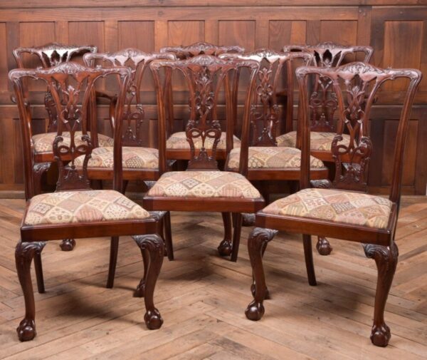 Fantastic Set Of 8 Edwardian Mahogany Chippendale Style Chairs SAI2063