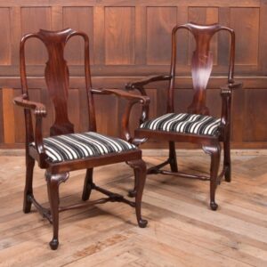 Pair Mahogany Queen Anne Style Library Chairs SAI2001 Antique Furniture