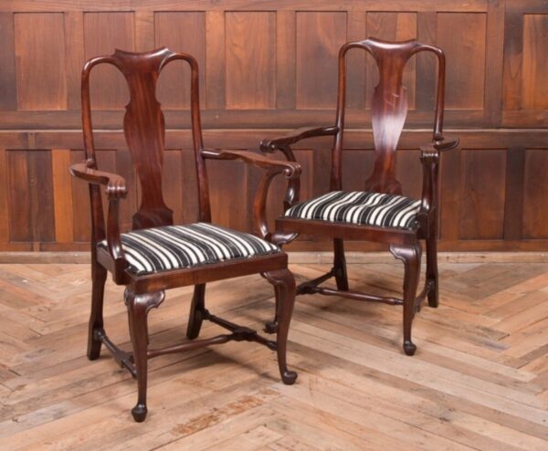 Pair Mahogany Queen Anne Style Library Chairs SAI2001 Antique Furniture 2