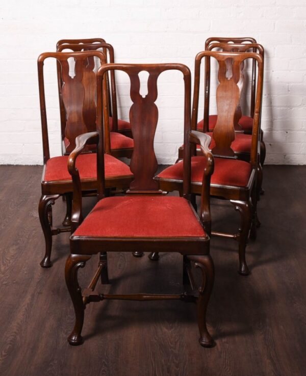 Set Of Seven Mahogany Queen Anne Style High Back Chairs SAI1214 Antique Furniture 16