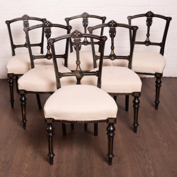 Fantastic Set Of 6 Edwardian Ebonised Chairs SAI1313 - Image 15