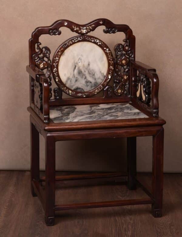 19th Century Chinese Marble Inset Mother-of-pearl Inlaid Arm Chair SAI1550 - Image 14