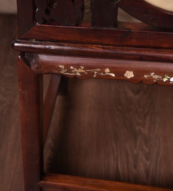 19th Century Chinese Marble Inset Mother-of-pearl Inlaid Arm Chair SAI1550 - Image 4