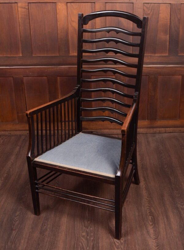 Fantastic Arts And Crafts Ladder Back Armchair SAI1843 Antique Furniture 3