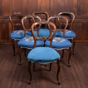 Fantastic Set Of 6 Victorian Walnut Balloon Back Dining Chairs SAI1836 Antique Furniture
