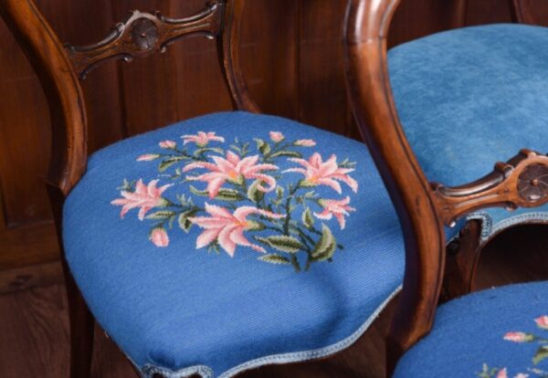 Fantastic Set Of 6 Victorian Walnut Balloon Back Dining Chairs SAI1836 - Image 5