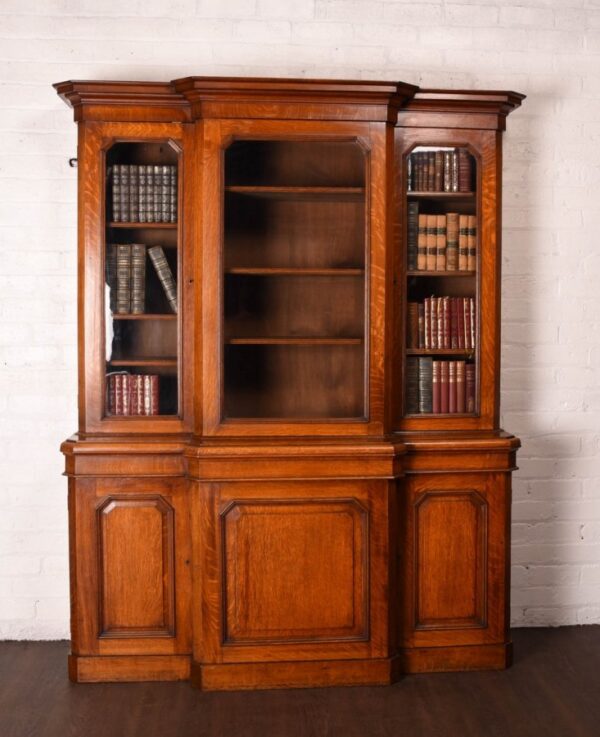 Victorian 3 Door Breakfront Library Bookcase SAI1075 Antique Furniture 15