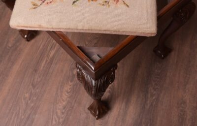 Edwardian Mahogany Claw And Ball Feet Upholstered Stool SAI1472 Antique Furniture 6