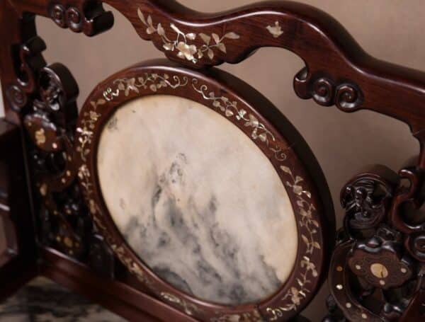 19th Century Chinese Marble Inset Mother-of-pearl Inlaid Arm Chair SAI1550 - Image 13