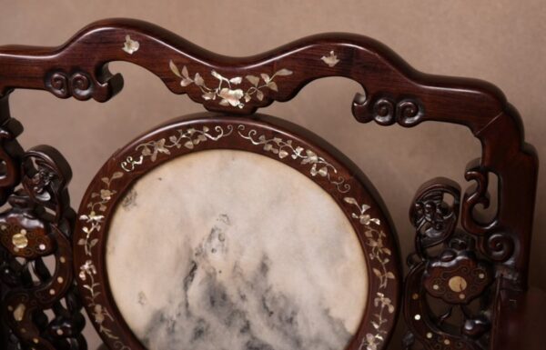 19th Century Chinese Marble Inset Mother-of-pearl Inlaid Arm Chair SAI1550 - Image 11