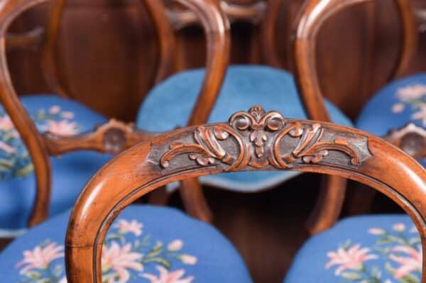 Fantastic Set Of 6 Victorian Walnut Balloon Back Dining Chairs SAI1836 - Image 13
