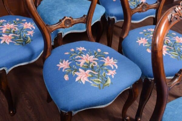 Fantastic Set Of 6 Victorian Walnut Balloon Back Dining Chairs SAI1836 - Image 14