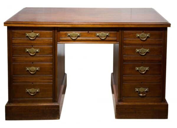 Edwardian mahogany pedestal desk - Image 6