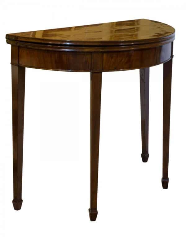 Inlaid mahogany demi-lune card table circa 1780 Antique Furniture 3
