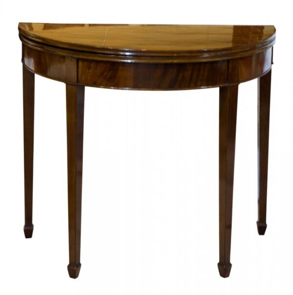 Inlaid mahogany demi-lune card table circa 1780 Antique Furniture 4