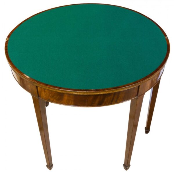 Inlaid mahogany demi-lune card table circa 1780 - Image 5