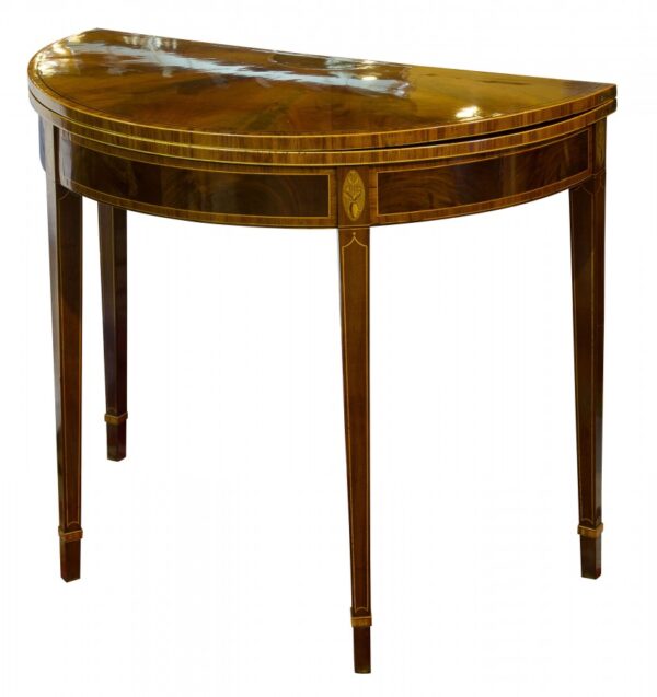 George II mahogany demi-lune card table circa 1780