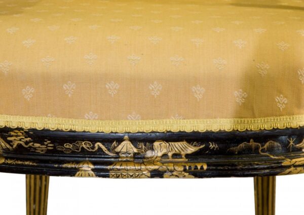 Pair of 19th black lacquered elbow chairs c1865 - Image 3