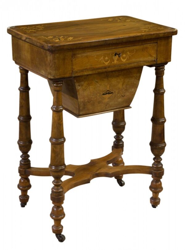 Victorian walnut workbox Antique Furniture 3