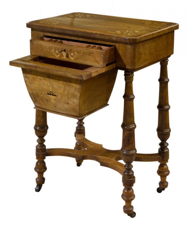Victorian walnut workbox Antique Furniture 8