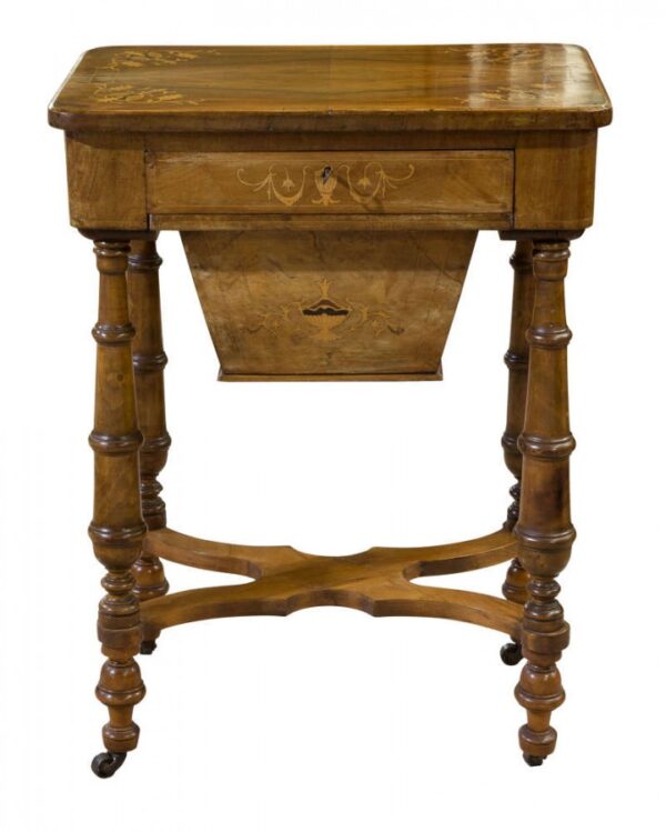 Victorian walnut workbox Antique Furniture 6
