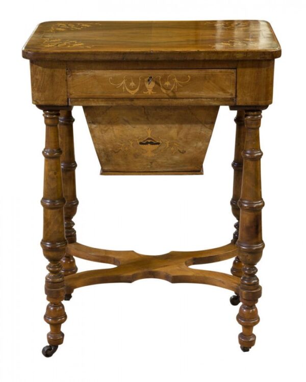 Victorian walnut workbox - Image 4